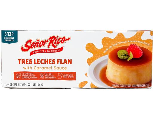 Tres Leche Flan, 4 oz., 12 pack Senor Rico