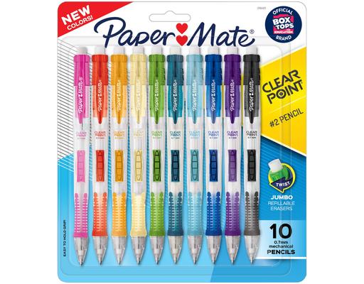 Clearpoint Mechanical Pencils, HB #2 Lead (0.7mm), Assorted Barrel Colors, 10 count Paper Mate