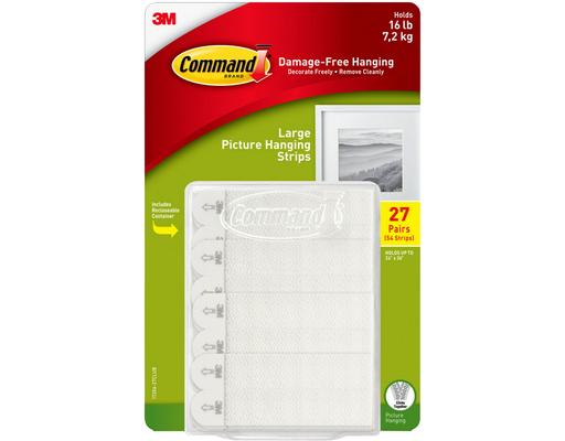 Large Picture Hanging Strips, White, 27 count 3M