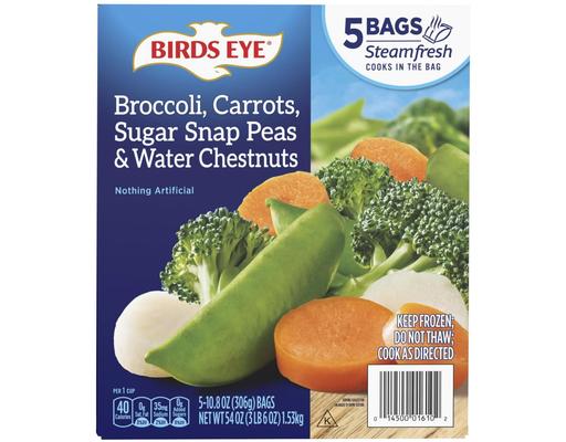Steamfresh Broccoli, Carrots, Sugar Snap Peas & Water Chestnuts, 10.8 oz., 5 pack Birds Eye