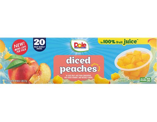 Diced Peaches Fruit Bowls, 20 pack 4 oz. Dole