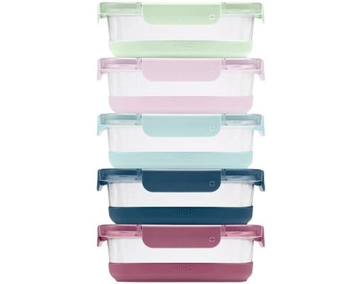 Duroglass Refresh 10 Piece Glass Food Storage Container Set, BPA-Free Lids Ello