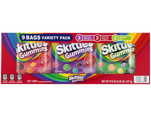 Gummies Gummy Candy Variety Pack, Bulk Box, 9 count. Skittles