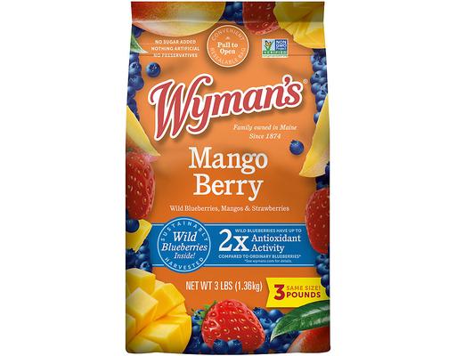 Mango Berry Blend, Wild Blueberries, Mango, Strawberries, Frozen Fruit, 3 lbs. Wyman's
