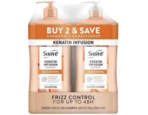 Professionals Keratin Infusion Smoothing Shampoo and Conditioner, 2 pack, 40 oz. each Suave