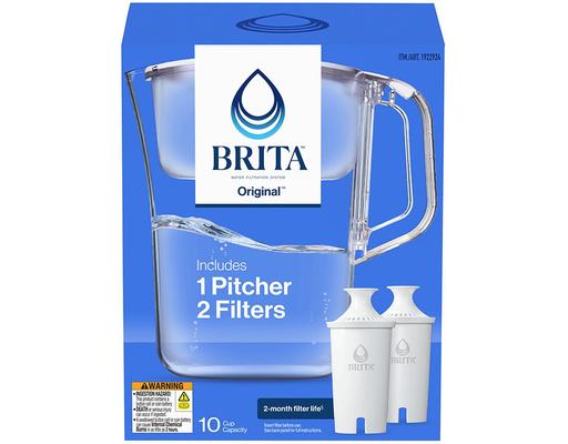 Large 10-Cup Water Filter Pitcher Plus 2 Filters Brita