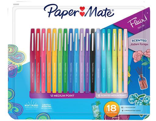 Flair Felt Tips Pens, Classic and Scented Pens, 18 count. Paper Mate