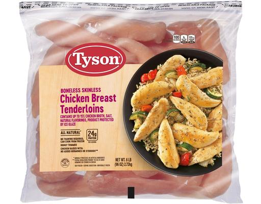Frozen Boneless Skinless Chicken Breast Tenderloins, 6 lbs. Tyson