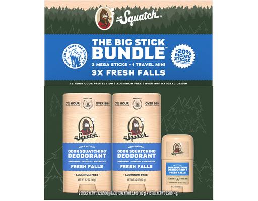 Fresh Falls Deodorant 2 count, 3.2 ounce each + 1 count, 0.5 ounce set Dr. Squatch