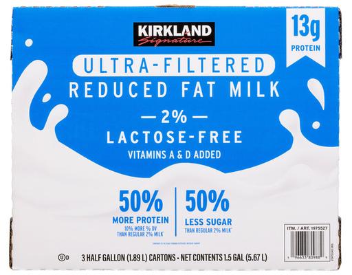 Ultra-Filtered Reduced Fat Milk 2% Lactose-Free, 3 pack Kirkland Signature