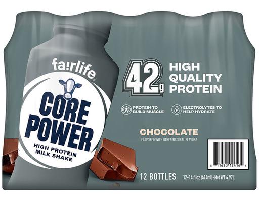 Core Power Chocolate High Protein Milk Shake 14 fluid ounce 12 pack Fairlife