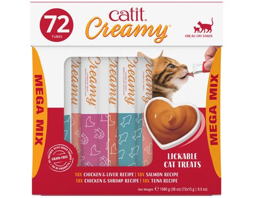 Creamy Lickable Cat Treats Mega Mix, 72 count Catit