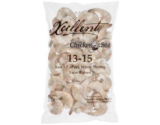Raw EZ-Peel White Shrimp, 13-15 count, 4 pound Xcellent