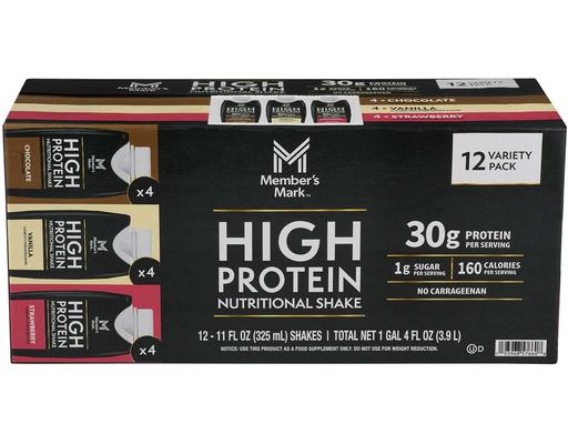 30g High Protein Shakes, Variety Pack, 11 fl. oz., 12 pack. Member's Mark