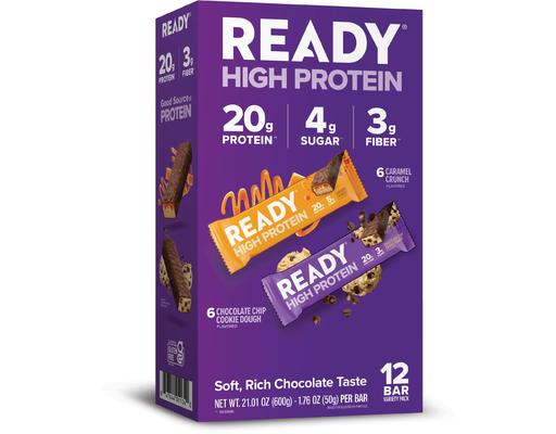 High Protein Bar, Variety Pack, 1.76 oz., 12 count. Ready