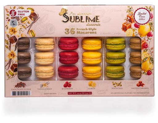 French Style Macarons, Assorted Flavors, 36 count. Sublime Desserts
