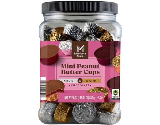 Mini Peanut Butter Cups, Milk & Dark Chocolate Candy, 30 ounce Member's Mark