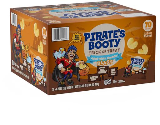 Trick or Treat Cheddar Blast Aged White Cheddar Puffs,  0.25 oz., 70 pack. Pirate's Booty