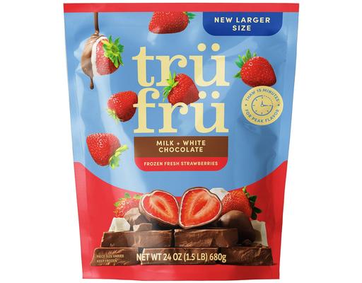 Strawberries in White & Milk Chocolate, Frozen, 24 oz. Tru Fru