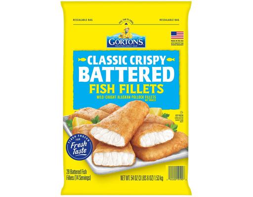 Classic Crispy Battered Wild Caught Alaskan Pollock Fillets, Frozen, 28 count. Gorton's