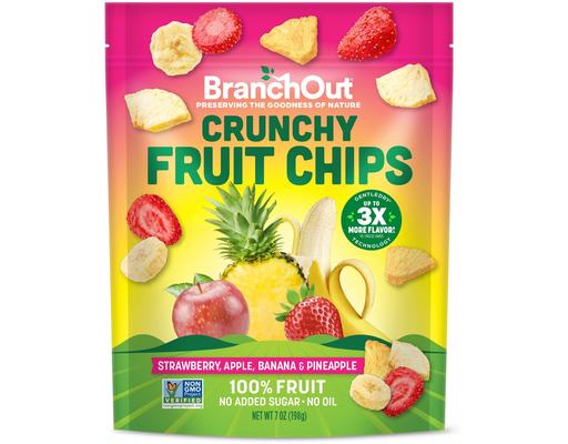 Crunchy Fruit Chips with Strawberry, Apple, Banana & Pineapple, No Added Sugar, 7 oz. BranchOut