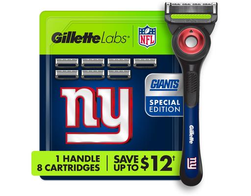Labs Official Giants Licensed Men's Razor, Handle + 8 Cartridges Gillette