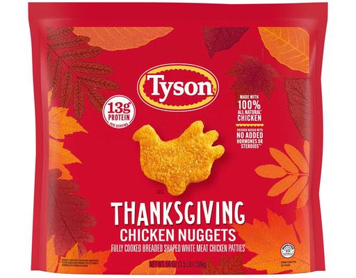Thanksgiving Turkey-Shaped Fully-Cooked Chicken Nuggets, Frozen, 56 oz. Tyson