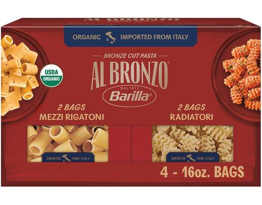 Al Bronzo Organic Pasta, Variety Pack, 16 oz., 4 pack. Barilla