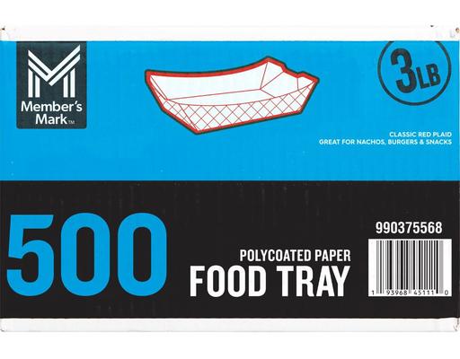 Heavy Duty Paper Food Trays, 3 pounds, 500 count Member's Mark