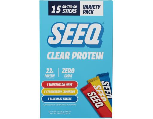 Clear Protein Powder Variety Pack, 15 pack. Seeq