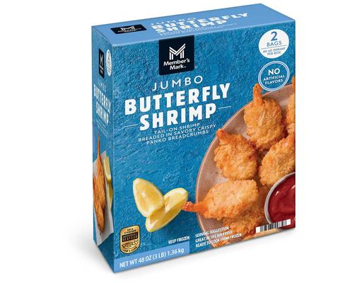 Breaded Jumbo Butterfly Shrimp, Frozen, 3 pounds Member's Mark