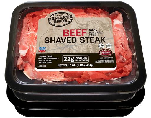 Choice Beef Shaved Steak, 16 oz, 2 pack. Demakes Bros.