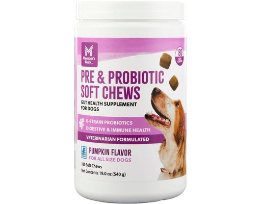 Pre and Probiotic Soft Chew Gut Health Supplement for Dogs, 180 count. Member's Mark