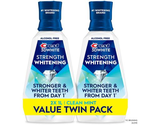 3D White Strength Whitening Mouthwash, Clean Mint, 32 fl. oz., 2 pack. Crest