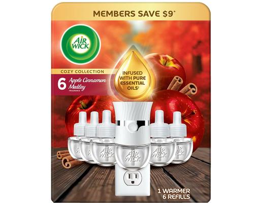 Plug In Scented Oil Air Freshener, Apple Cinnamon Medley, 1 Warmer + 6 Refills Air Wick