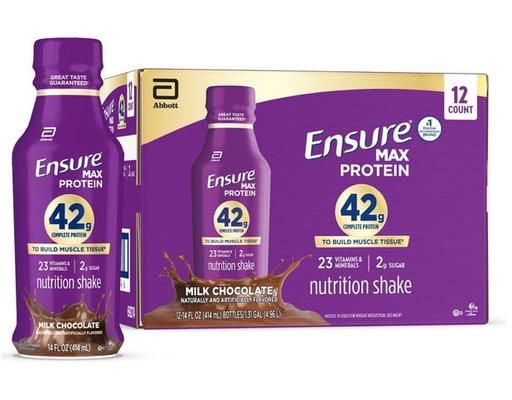 Max Protein 42g High Protein Shake, Milk Chocolate, 14 fl. ounce., 12 pack Ensure