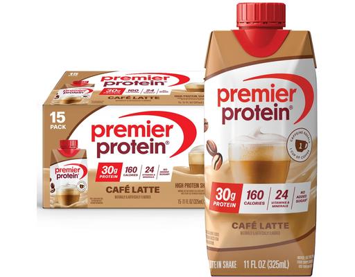 30g High Protein Shake, Café Latte 11 fl. oz., 15 pack Premier Protein