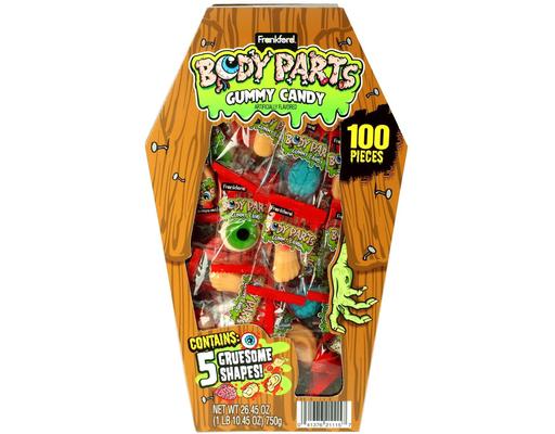 Body Parts Gummy Candy Coffin Box, 100 pcs. Frankford