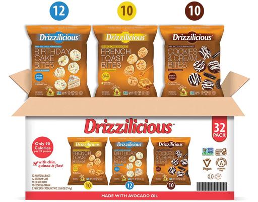 Mini Rice Cakes Variety Pack, 0.74 oz., 32 pack. Drizzilicious