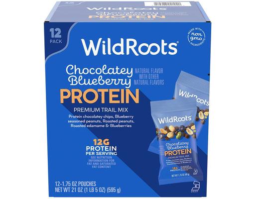 Chocolatey Blueberry Protein Single Serve Trail Mix, 1.75 oz., 12 pack WildRoots