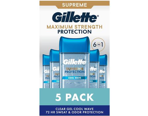 6-in-1 Antiperspirant Deodorant, Cool Wave, 3.8 oz., 5 pack Gillette