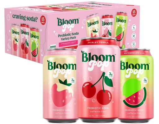 Pop Prebiotic Soda Variety Pack, 12 fl. oz., 15 pack Bloom