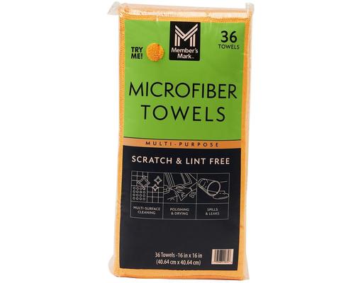 Microfiber Towels, 16" x 16", 36 count., Choose Color Member's Mark