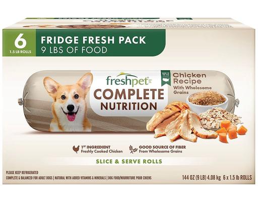 Complete Nutrition Chicken Recipe Fresh Dog Food, 1.5 lb Rolls, 6 count. Freshpet