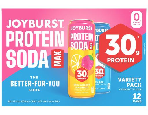 30g Protein Soda Max Variety Pack, 12 fl. oz., 12 pack. Joyburst