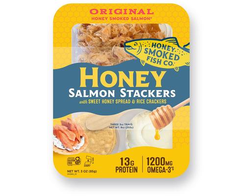 Honey Salmon Stackers, 3 oz, 3 pack Honey Smoked Fish