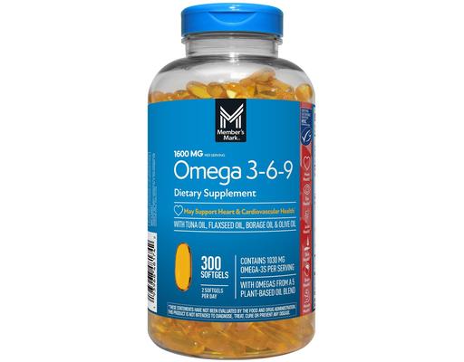 Omega 3-6-9 with Sustainably Sourced Tuna Oil Softgels, 300 ct. Member's Mark