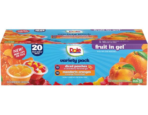 Fruit Bowls in Gel, Variety Pack, 4.3 oz., 20 pack. Dole