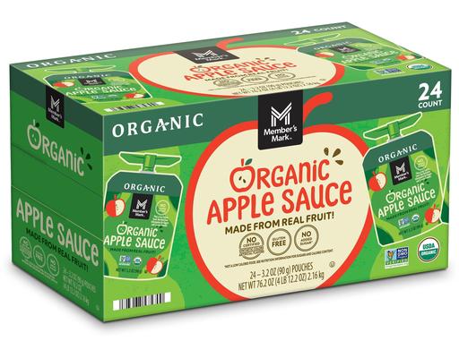 Organic Apple Sauce Pouches, 24 count Member's Mark