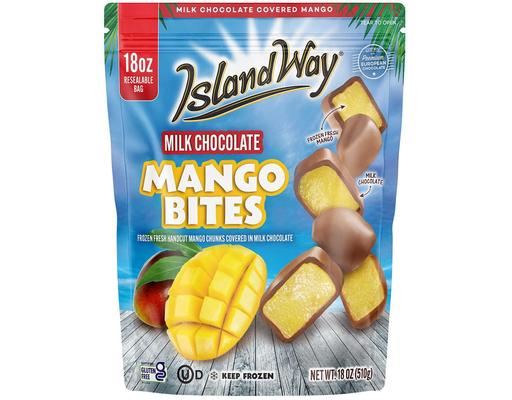Milk Chocolate Covered Mango Bites, Frozen, 18 oz. Island Way